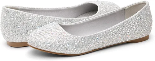 Vista 2 de DREAM PAIRS Sole-Shine - Zapatos planos de ballet con diamantes de imitación para mujer