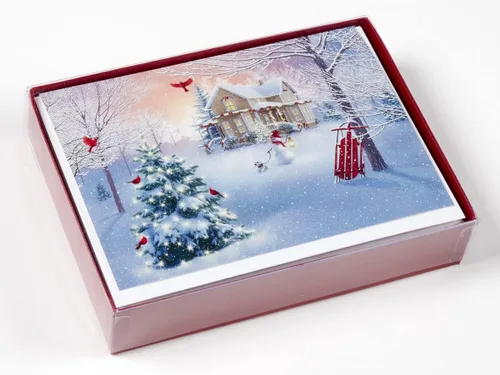 Vista 2 de Box Home para tarjetas de Navidad de Navidad, 15 tarjetas, 16 sobres de papel de aluminio