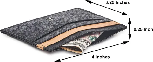 Vista 5 de Tarjetero de piel auténtica con protección RFID unisex, NegroBronceado