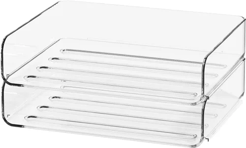 Vista 10 de FANXIYQ Organizador de Bandeja de Papel Acrílico de 4 Niveles - Clasificador de Archivos de Escritorio de Bajo Perfil para Oficina/Hogar, Bandeja