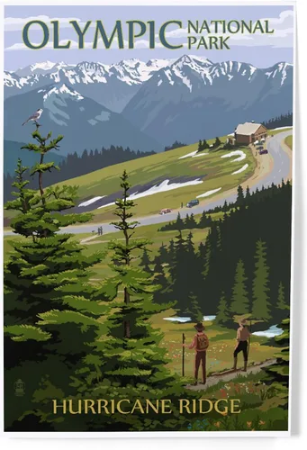 Vista 14 de Lantern Press Parque Nacional Olímpico, Washington, Grand Valley, alce, 8 x 12 pulgadas - Impresión artística para decoración de pared