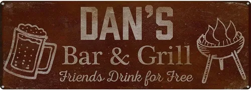 Vista 59 de Adam's Bar and Grill Friends Drink for Free, cartel de aluminio de 5.75 x 15.5 pulgadas, accesorios personalizados para bar y decoración de pared