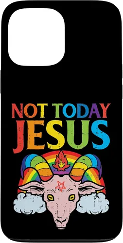Vista 24 de Today Not Jesus Satan Goat Satanic Rainbow Satanism Gift Case for iPhone 17