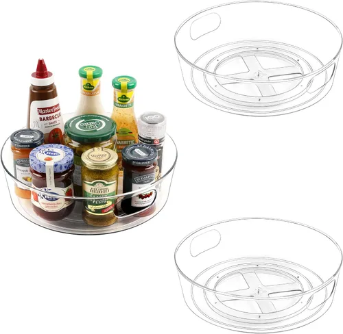 Vista 11 de GUZON Paquete de 4 Organizadores Lazy Susan, Mesa Giratoria Lazy Susan Transparente de 9 Pulgadas para Gabinete, Estante Giratorio de Especias