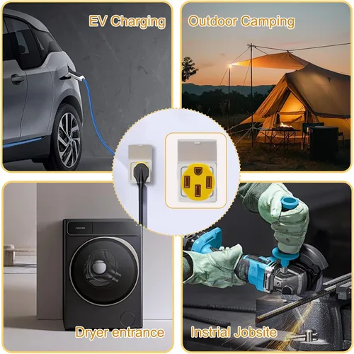 Vista 6 de NEMA 10-30P a 14-50R Adaptador de cargador EV, 30 amperios 3 clavijas enchufe de secadora a 50 amperios 4 clavijas de carga EV, conector antiguo