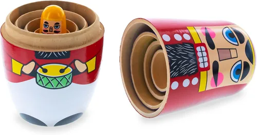 Vista 4 de BestPysanky Juego de 5 muñecos anidables de madera cascanueces de 5.5 pulgadas