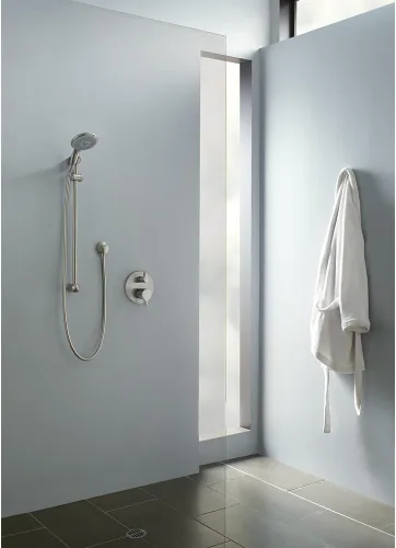 Vista 6 de hansgrohe Ecostat - Enchufe termostático moderno de 2 manijas y enchufe de pared redondo