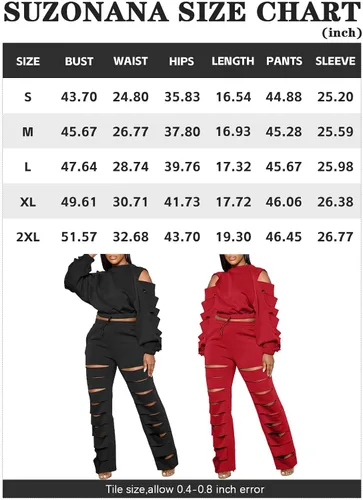 Vista 5 de Sexy 2 Piece Outfits for Women Hollow Out Top High Waist Pant Set