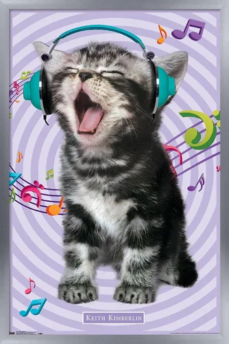 Vista 19 de Trends International Keith Kimberlin - Gato - Póster de pared cantando, 14.725 x 22.375 pulgadas, versión con marco de madera tipo granero