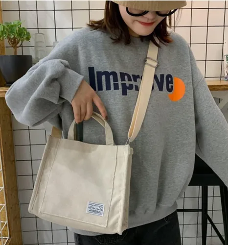 Vista 4 de Bolso de mano para mujer, bolso pequeño con estilo para mujer, bolso de mano de pana para mujer, bolso cruzado de moda, bolsa universitaria 2023