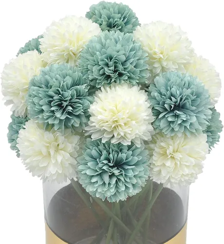 Vista 24 de 10 plantas artificiales de flores artificiales de seda de crisantemo, arreglos de hortensias, ramos de boda, decoración del hogar, cocina, jardín