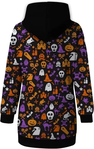 Vista 4 de Vestido de Halloween para mujer 2022 con capucha para otoño e invierno