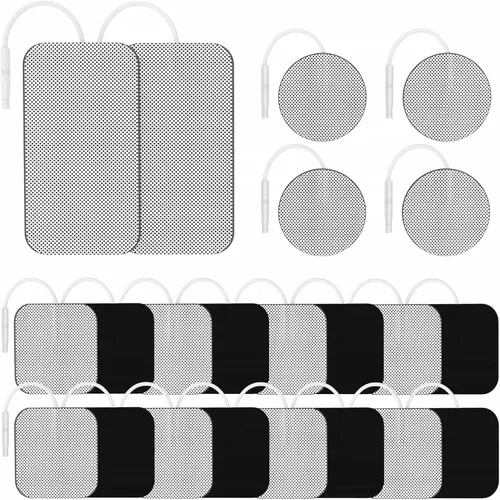 Vista 7 de TENS Unit EMS - Almohadillas de repuesto para dispositivos, 20 almohadillas de electrodo reutilizables con rendimiento autoadhesivo y diseño