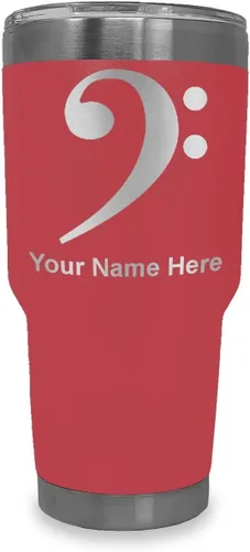 Vista 23 de LaserGram Vaso aislado al vacío de 20 onzas, clave de bajo, grabado personalizado incluido (negro) Engraved Gift for Musician, Vacuum Insulated