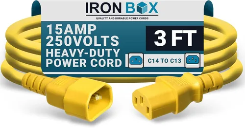 Vista 51 de IronBox Electric - Cable de Alimentación C14 a C13 de Servicio Pesado, 15A, 250V, Cable de Extensión para Computadora 14/3 AWG - Cables