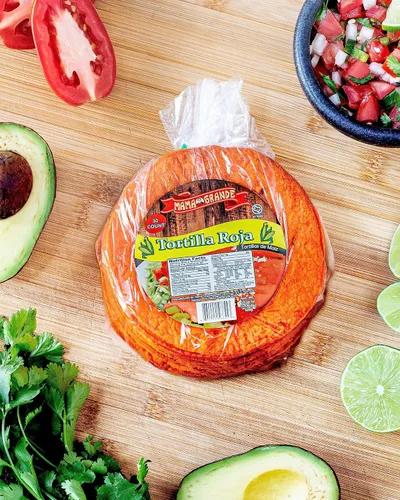 Vista 3 de Mama Grande Tortilla Factory - Tortillas de maíz rojo - 1 paquete (30 tortillas) - Tamaño de 5 pulgadas - Sabor Home