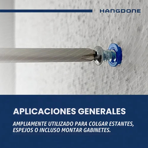 Vista 5 de Anclajes de pared acanalados #10-#12 de 1-1/4 pulgadas con tornillos, paquete de 100, azul, anclaje de plástico para paneles de yeso/hormigón