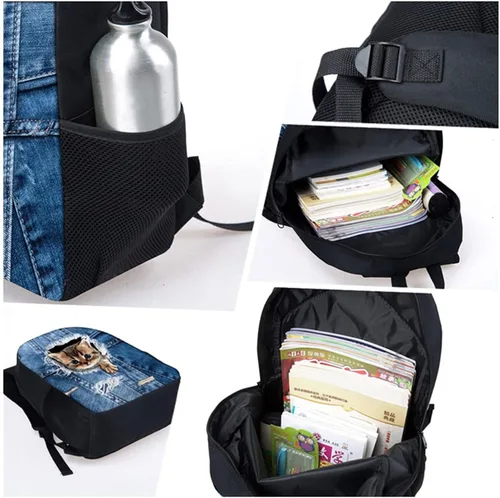 Vista 7 de Xpyiqun Juego de mochila escolar para niÃ±os con caja de almuerzo, OcÃ©ano delfÃ­n, talla Ãºnica