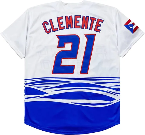 Vista 3 de Camiseta de béisbol clásica de Puerto Rico #21 Roberto Clemente #1 World Game Classic con costuras S-XXXL