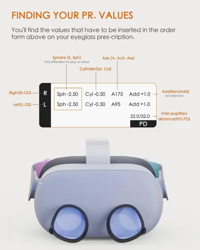 Vista 2 de Amavasion Glasses Lenses Insert Compatible with MetaOculus Quest 2, VR Headset Customized Easy-to-Install Frame Plus Lens Combination SPH-2.75(One