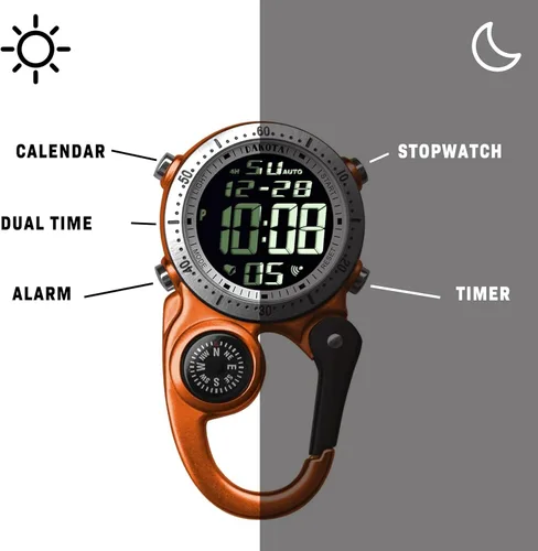 Vista 6 de Dakota Clip digital, reloj de clip, alarma, cronómetro, temporizador y reloj de doble hora, regalos al aire libre para hombres y mujeres, uso