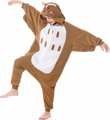 Vista 4 de Pijama de una pieza Canasour, mono de mapache, talla 4-10, unisex, para niño, Azul Lechuza