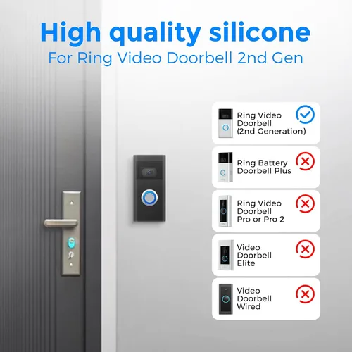 Vista 4 de Funda protectora de silicona compatible con timbre de video de 2ª generación (versión 2020), funda resistente a la intemperie, sin interferencias