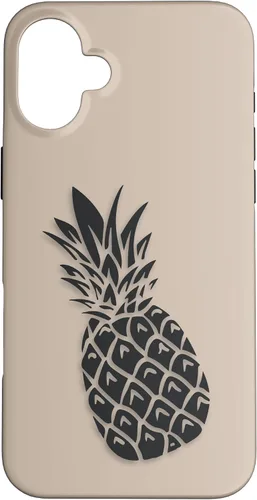 Vista 23 de Black Dark grey Pineapple on Tan beige for Pineapple lovers Case for iPhone 16