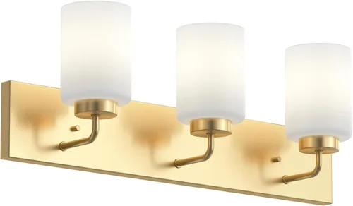 Vista 12 de Progress Lighting Merry Collection - Lámpara de tocador de baño de transición de cristal grabado en níquel cepillado (1 luz)