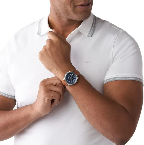 Vista 5 de Michael Kors Reloj Cronógrafo de acero inoxidable Cortlandt, MarrónAzul, Reloj de cuarzo