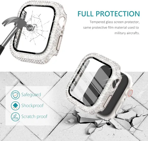 Vista 80 de Surace Bling - Carcasa con protector de pantalla para Apple Watch Series 3, 2, 1 de 1.496 pulgadas