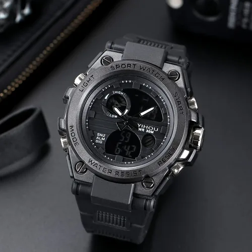 Vista 8 de Reloj militar para hombre, reloj electrónico para deportes al aire libre, reloj táctico del ejército, cronómetro LED, impermeable, relojes