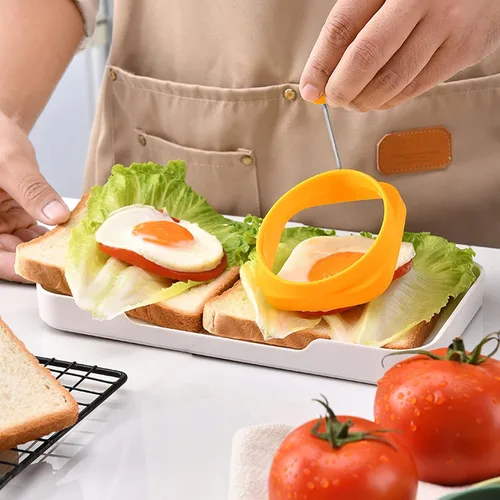 Vista 7 de 5 anillos de huevo con mango para freír huevos, silic1 doble cara para postre, anillos de huevo de silicona Blackstone