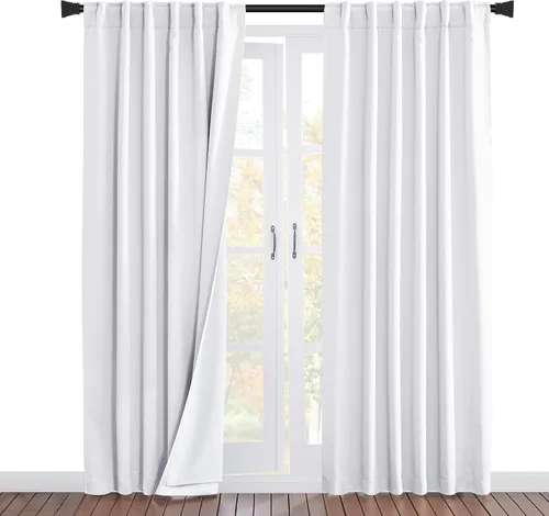 Vista 69 de NICETOWN - Cortinas divisoras con barrera de sonido 100% opacas de 84 pulgadas, cortinas con bloqueo de ruido, calor y frío con forro de tela