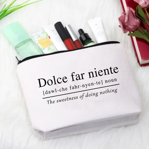 Vista 5 de GJTIM Bolsa con cremallera de viaje con temática italiana, cita italiana Sweet Doing Nothing, Dolce Far Niente, regalo para amantes de Italia, Bolso