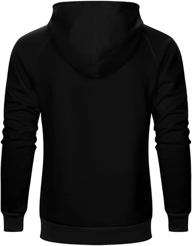 Vista 3 de Sudadera con manga larga estilo raglán en contraste, con forro polar, con capucha y bolsillo tipo canguro, para hombre