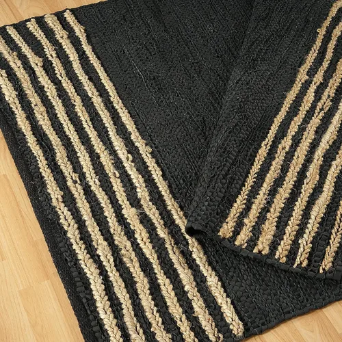 Vista 17 de GRUHUM Alfombra rectangular de algodón de yute de 2 x 3 pies, tejida a mano, natural, estilo granja bohemio para sala de estar, dormitorio, cocina