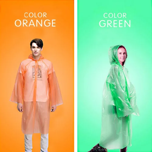 Vista 6 de Ponchos para adultos, ponchos de lluvia desechables multicolor para camping, senderismo, viajes, mochileros, paquete de 4