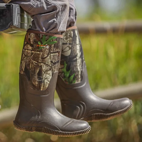 Vista 7 de HISEA Botas de lluvia para hombre, impermeables, duraderas, con aislamiento de goma de neopreno de 0.197 pulgadas, botas al aire libre para barro