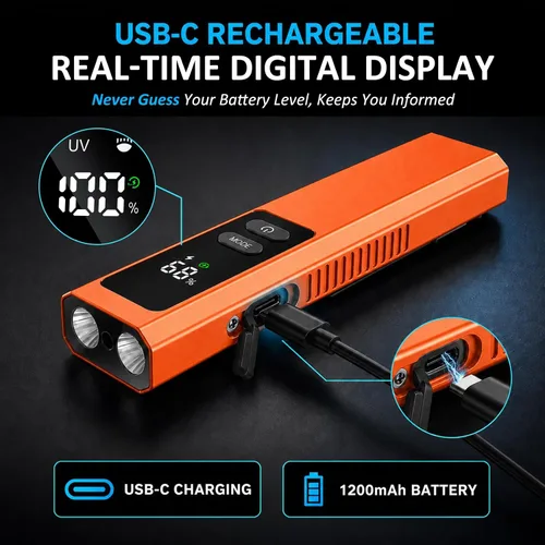 Vista 7 de 5-en-1 EDC linterna plana 1000LM, puntero verde UV luz roja estroboscópica