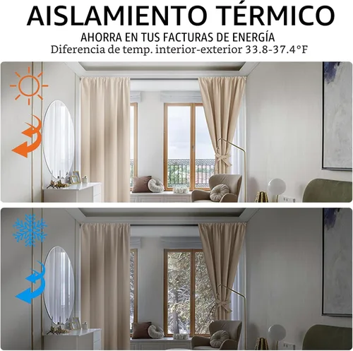 Vista 4 de JIUZHEN Cortinas opacas para dormitorio, con aislamiento térmico y bolsillo para barra, cortinas para sala de estar, juego de 2 paneles de 38 x 45
