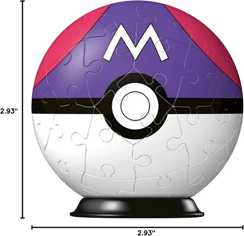 Vista 7 de Ravensburger Rompecabezas 3D 11564 - Bola de rompecabezas Pokémon Pokéballs - Master Ball - [ES] Master Ball - 54 piezas - para fanáticos de Pokémon