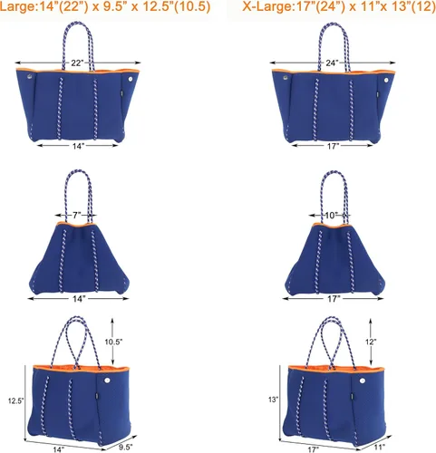 Vista 4 de QOGiR Bolsa de playa multiusos de neopreno con bolsillo interior con cierre de cremallera