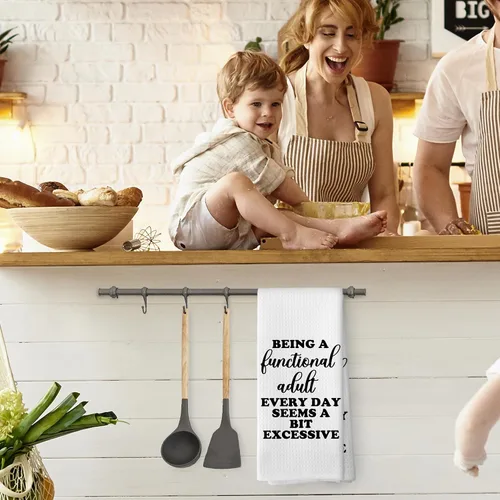Vista 4 de Divertidos paños de cocina sarcásticos para adultos de 16 x 24 pulgadas, toallas decorativas absorbentes para el té de la cocina y el baño