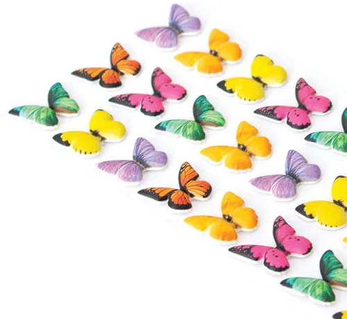 Vista 2 de Playhouse Paquete de 3 hojas de calcomanías suaves y hinchadas de 27 piezas para manualidades, comercio y colección, mariposas arcoíris