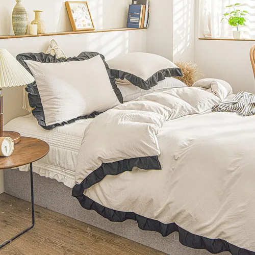 Vista 18 de Juego de funda de edredón de 3 piezas con pompones, color blanco, juego de ropa de cama color negro con flecos de pompones, bohemio, bohemio Pompón