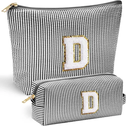 Vista 118 de YOOLIFE Regalos del Día de la Madre para Mujeres, Bolsa de Maquillaje con Iniciales, Bolsa de Maquillaje para Viaje, Bolsa de Maquillaje Negro