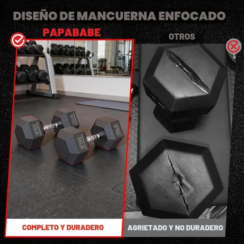 Vista 3 de Hex Dumbbell Set 60-650lb, Weights Set Rubber Encased, Home Gym