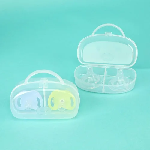 Vista 4 de Accmor Funda para chupete, contenedor para chupete puede almacenar 2 chupetes, funda para chupete de bebé para viajes, sin BPA, transparente