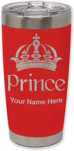 Vista 28 de LaserGram Vaso aislado al vacío de 20 onzas, Prince Crown, grabado personalizado incluido (negro)